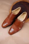 Buy_LOVEY_Brown Thomas Leather Monk Straps _at_Aza_Fashions