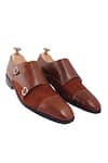 Shop_LOVEY_Brown Thomas Leather Monk Straps _at_Aza_Fashions