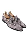 Shop_LOVEY_Grey Glen Textured Slip On Shoes _at_Aza_Fashions