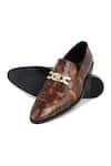 LOVEY_Brown Morgan Textured Pattern Slip On Shoes 