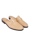 Shop_LOVEY_Beige Daniel Textured Mules _at_Aza_Fashions