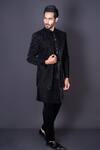 Buy_Archana Kochhar_Black Velvet Hand Embroidered Sequins Jacket And Sherwani Set _Online_at_Aza_Fashions