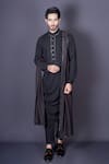 Buy_Archana Kochhar_Black Kurta Lycra Embroidered Mirror Work Cowl Set _at_Aza_Fashions