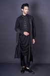 Shop_Archana Kochhar_Black Kurta Lycra Embroidered Mirror Work Cowl Set _Online_at_Aza_Fashions