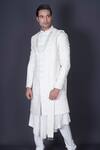 Shop_Archana Kochhar_Ivory Silk Hand Embroidered Floral Sherwani _at_Aza_Fashions