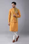 Buy_Manish Nagdeo_Yellow Bundi Art Silk Embroidered Kurta Set _at_Aza_Fashions