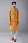 Manish Nagdeo_Yellow Bundi Art Silk Embroidered Kurta Set _at_Aza_Fashions