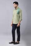 Buy_Manish Nagdeo_Green Cotton Blend Printed Nature Placement Shirt _Online_at_Aza_Fashions