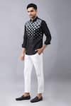 Manish Nagdeo_Black Cotton Blend Printed Abstract Shirt _Online_at_Aza_Fashions