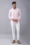 Manish Nagdeo_Pink Cotton Blend Printed Floral Placement Shirt _Online_at_Aza_Fashions