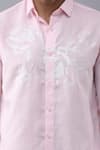 Manish Nagdeo_Pink Cotton Blend Printed Floral Placement Shirt _at_Aza_Fashions