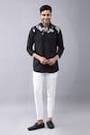 Buy_Manish Nagdeo_Black Cotton Blend Printed Floral Button Down Shirt _at_Aza_Fashions