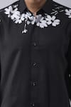 Buy_Manish Nagdeo_Black Cotton Blend Printed Floral Button Down Shirt _Online_at_Aza_Fashions