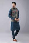 Buy_Manish Nagdeo_Blue Bundi Ruby Silk Printed Floral Kurta Set 