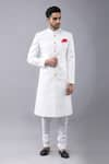 Buy_Manish Nagdeo_White Ruby Silk Banarasi Brocade Sherwani Set _at_Aza_Fashions