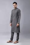 Buy_Manish Nagdeo_Grey Bundi Art Silk Embroidered Shaded Kurta Set _Online_at_Aza_Fashions