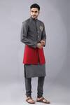 Buy_Manish Nagdeo_Grey Bundi Art Silk Embroidered Shaded Kurta Set 