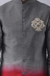 Shop_Manish Nagdeo_Grey Bundi Art Silk Embroidered Shaded Kurta Set 