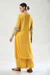 Shop_5cross Ajit Kumar_Yellow Georgette, Viscose Embroidery, Beads Floral Blossom Dori Kurta Pant Set _at_Aza_Fashions