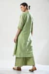 Shop_5cross Ajit Kumar_Green Chanderi, Kota Doria, Brocade Beads Embroidered Panel Kurta Palazzo Set _at_Aza_Fashions