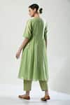 Shop_5cross Ajit Kumar_Green Georgette, Chiffon, Brocade, Dori Embroidered Side Tie Kurta Pant Set _at_Aza_Fashions