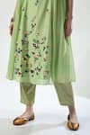 5cross Ajit Kumar_Green Georgette, Chiffon, Brocade, Dori Embroidered Side Tie Kurta Pant Set _Online_at_Aza_Fashions