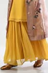 5cross Ajit Kumar_Yellow Silk Organza, Georgette Shimmer Kurta Set With Dori Em Jacket _Online_at_Aza_Fashions