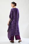 Shop_5cross Ajit Kumar_Purple Viscose, Cotton Satin Beads, Floral Print Scalloped Kaftan Pant Set _at_Aza_Fashions