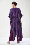 Buy_5cross Ajit Kumar_Purple Viscose, Cotton Satin Beads, Floral Print Scalloped Kaftan Pant Set _Online_at_Aza_Fashions