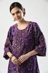 Buy_5cross Ajit Kumar_Purple Kurta Chanderi Printed Floral Round Embellished Pant Set _Online_at_Aza_Fashions