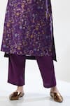 Shop_5cross Ajit Kumar_Purple Kurta Chanderi Printed Floral Round Embellished Pant Set _Online_at_Aza_Fashions