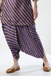 Shop_5cross Ajit Kumar_Purple Kurta Chanderi Printed Stripe V-neck Embellished Dhoti Pant Set _Online_at_Aza_Fashions