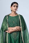 Buy_5cross Ajit Kumar_Green Chanderi Kurta Embroidery Dori Round Neck Pant Set _Online_at_Aza_Fashions