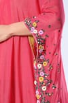 Shop_5cross Ajit Kumar_Pink Shimmer Georgette Kaftan Hand Embroidery Floral V Placement Sharara Set _Online_at_Aza_Fashions