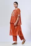 Buy_5cross Ajit Kumar_Orange Cotton Silk Top Print Butti Paisley Embroidered Short And Pant Set _Online_at_Aza_Fashions