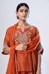 Shop_5cross Ajit Kumar_Orange Cotton Silk Top Print Butti Paisley Embroidered Short And Pant Set _Online_at_Aza_Fashions