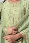 Shop_5cross Ajit Kumar_Green Chanderi Kurta Print Butti Round Princess Seam Embroidered Palazzo Set _Online_at_Aza_Fashions