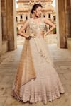 Buy_Nikita Vishakha_Brown Blouse Raw Silk Embroidery Floral Cutwork And Mesh Lehenga Set _at_Aza_Fashions