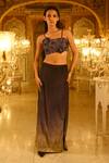 Buy_Nikita Vishakha_Black Bralette Raw Silk Embellished Abstract Ombre Straight Skirt Set With Wing _at_Aza_Fashions