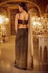 Shop_Nikita Vishakha_Black Bralette Raw Silk Embellished Abstract Ombre Straight Skirt Set With Wing _at_Aza_Fashions