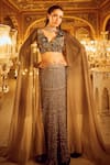 Buy_Nikita Vishakha_Black Blouse Raw Silk Embellished Abstract Motif Detailed Lehenga Set With Wing _at_Aza_Fashions