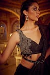 Nikita Vishakha_Black Saree Silk Organza Embellished Plunge Ruffle With Blouse _Online_at_Aza_Fashions