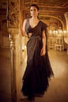 Buy_Nikita Vishakha_Black Saree Silk Organza Embellished Plunge Ruffle With Blouse _Online_at_Aza_Fashions