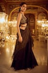 Shop_Nikita Vishakha_Black Saree Silk Organza Embellished Plunge Ruffle With Blouse _Online_at_Aza_Fashions