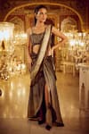 Buy_Nikita Vishakha_Black Saree Foil Embellished Abstract Motif Ombre Slit Pre-draped And Blouse _Online_at_Aza_Fashions