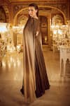 Nikita Vishakha_Brown Gown Black Shimmer Embellished Boat Neck Ombre Winged _Online_at_Aza_Fashions