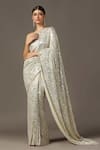 Buy_Two Sisters By Gyans_Beige Georgette Embellished Sequin Saree With Unstitched Blouse Piece _at_Aza_Fashions