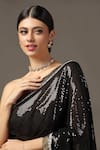 Buy_Two Sisters By Gyans_Black Georgette Embellished Sequin Swarovski Saree With Unstitched Blouse Piece _Online_at_Aza_Fashions