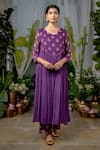 Buy_Baise Gaba_Purple Georgette Printed Floral Butti Cutwork Sugandhi Kurta _at_Aza_Fashions