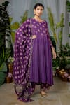 Baise Gaba_Purple Georgette Printed Floral Butti Cutwork Sugandhi Kurta _Online_at_Aza_Fashions